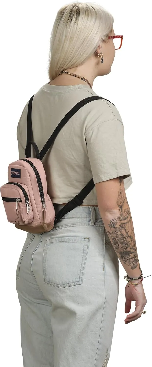 JanSport Right Pack Mini  Compact Backpack with Large Main Compartment, Front Utility Pocket, and Front Zippered Stash Pocket, Misty Rose