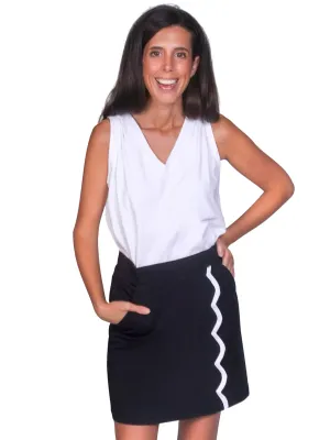 Kassie Trimmed White A-Line Skort Black