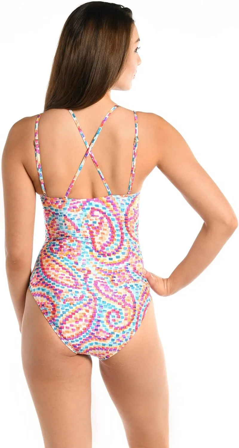 La Blanca Women's Underwire Lace Up One Piece Swimsuit