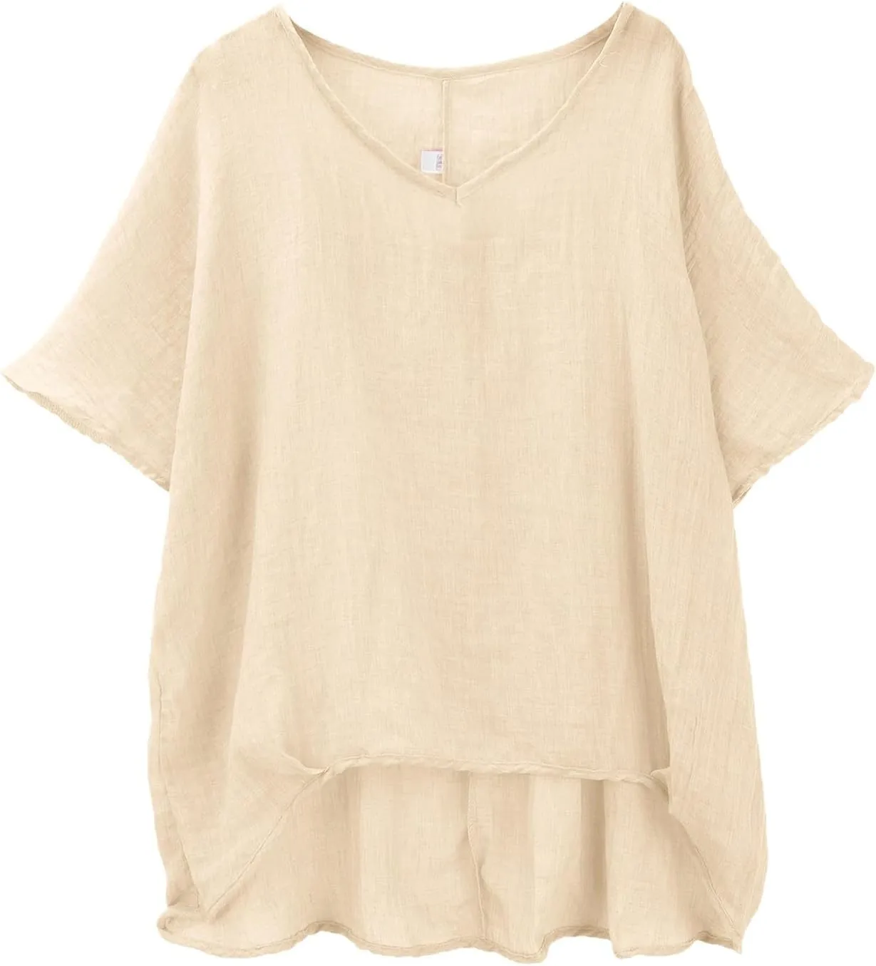 Linen Shirts for Women Summer Casual Trendy Boho Plus Size Shirts Crewneck Short Sleeve Cute Tops Loose Fit Blouses