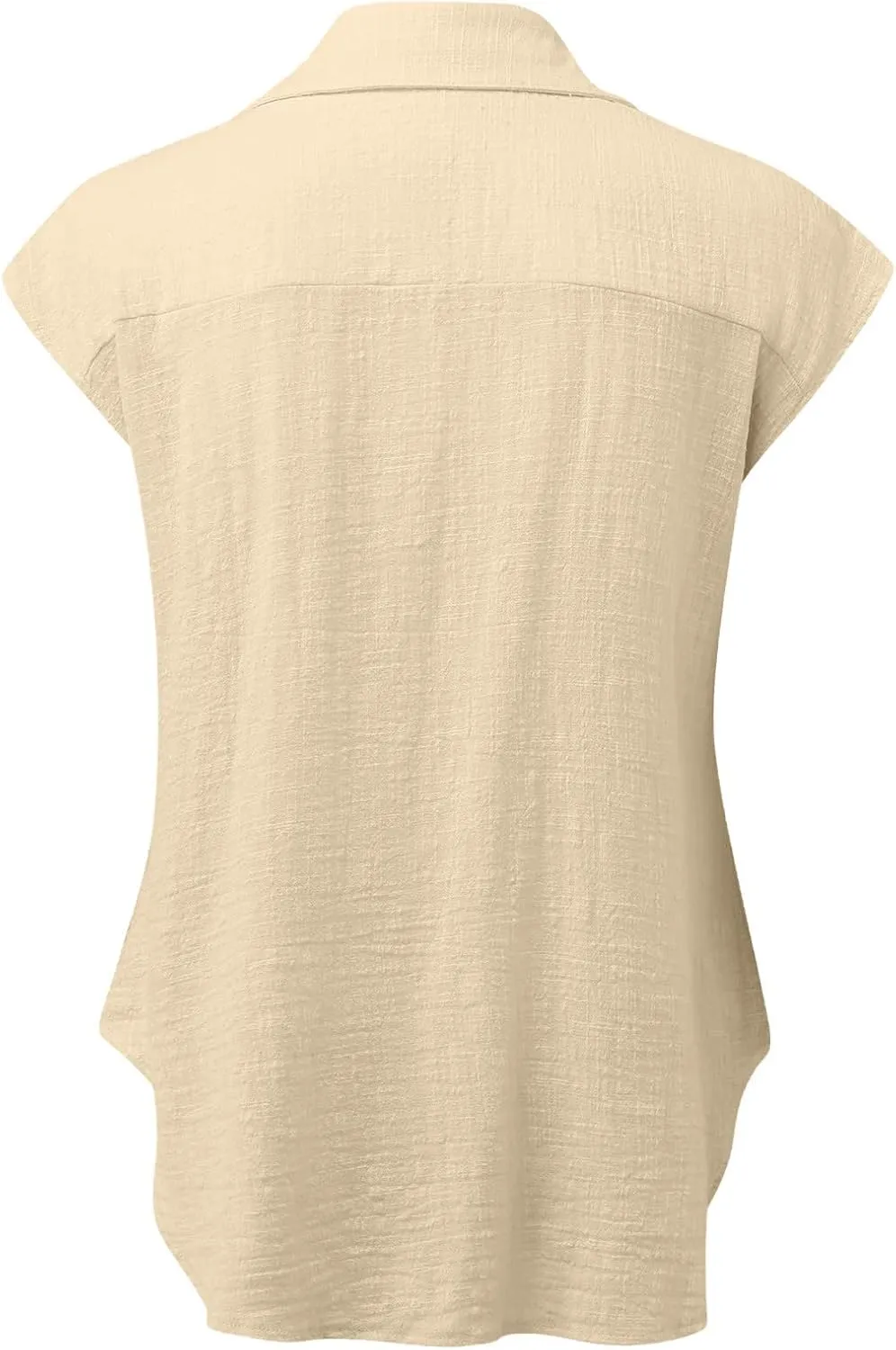 Linen Tops for Women Cap Sleeve Tops for Dressy Button Down Shirts Solid Color Blouse Slim Fit Shirts Tops