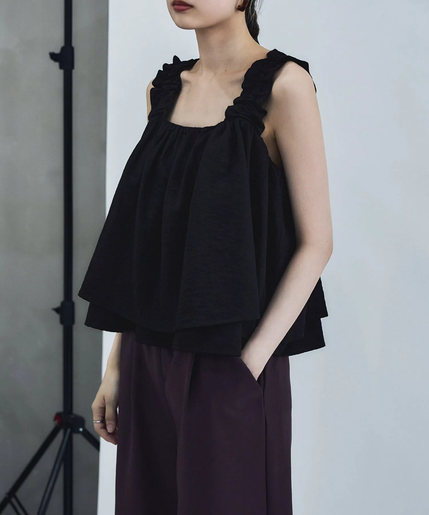 Linen touch gathered bustier