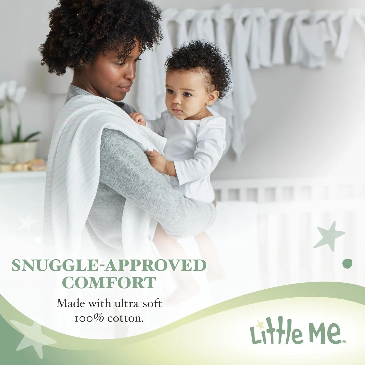 Little Me Simply Essential Solids 100% Organic Clothes for Baby Girls' Jumpsuit and Headband Set, 3 Months - 12 Months