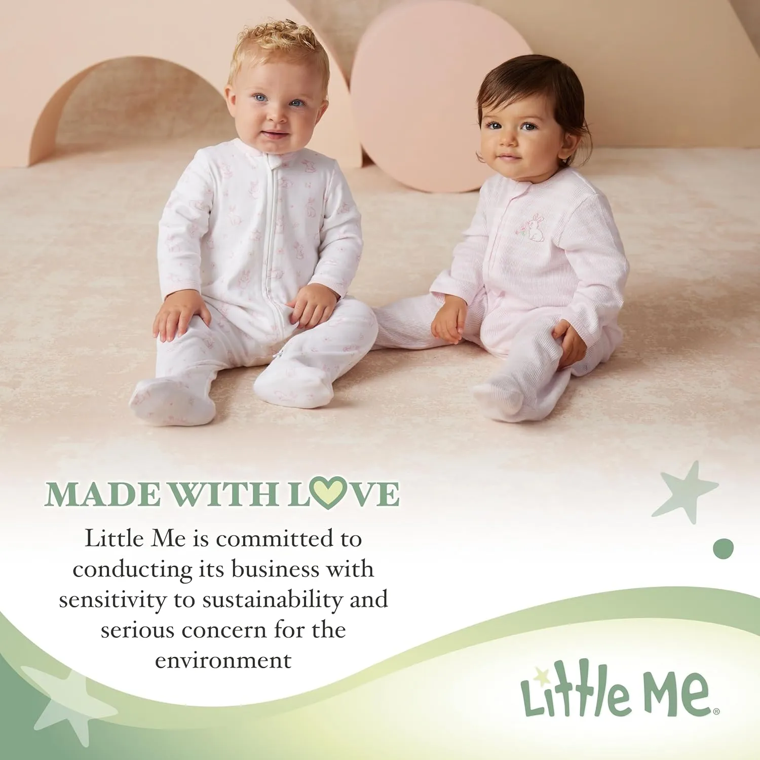 Little Me Simply Essential Solids 100% Organic Clothes for Baby Girls' Jumpsuit and Headband Set, 3 Months - 12 Months