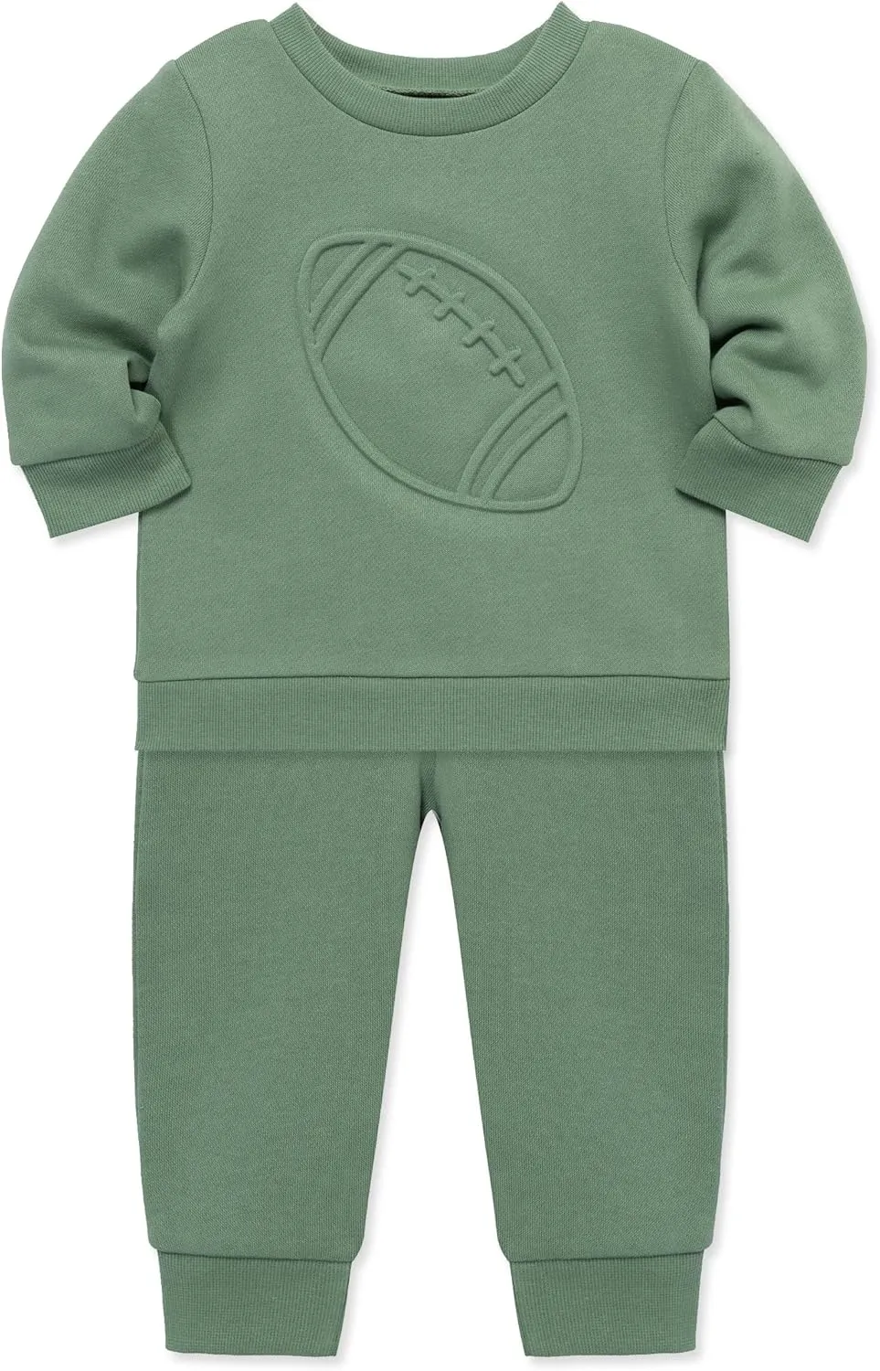 Little Me Simply Essential Solids Organic Cotton Blend Baby Boys' Fleece Sweatshirt and Pant Set, 12 Months - 4 Toddler