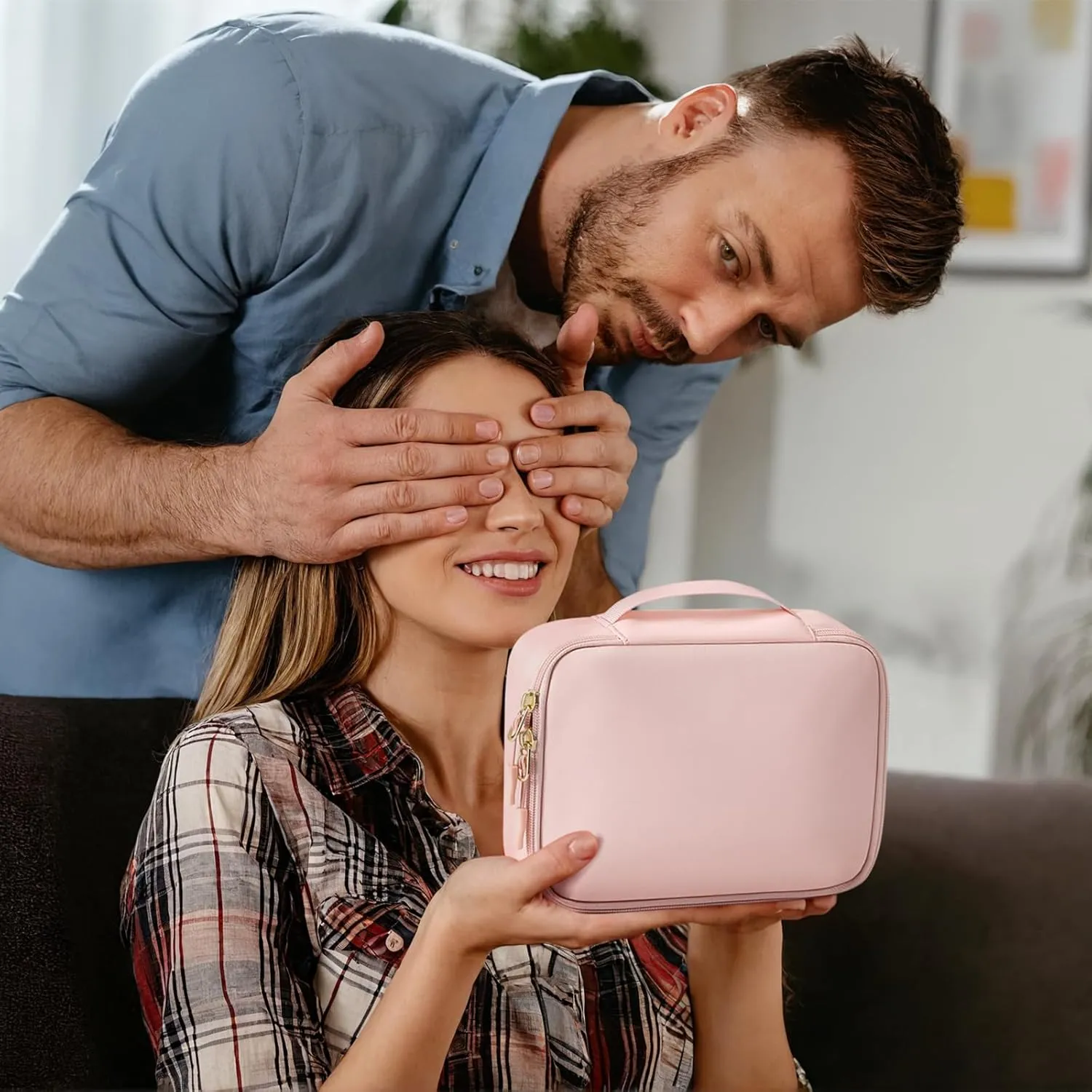 Makeup Bag, Small Travel Makeup Cosmetic Bag for Women, Portable Make up Brushes Holder Bag, Toiletry Bag, Compact Cosmetic Case Organizer, Pink