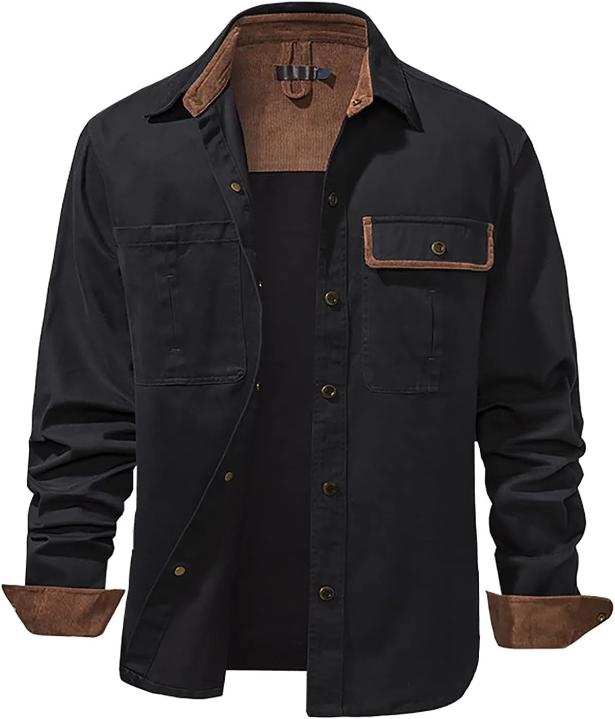 Mens 2023 Dress Shirts Long Sleeve Wrinkle-Resistant Casual Button Down Shirts Solid Formal Dress Shirts Business Top