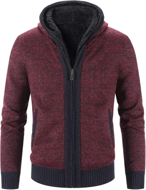 Men'S Flannel Jacket With Hood Zipper Long Sleeve Pocket Warm Cardigan Jacket Fleece Lined Flannel Shirts Plaid
