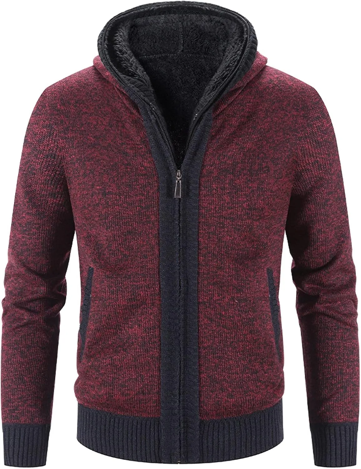 Men'S Flannel Jacket With Hood Zipper Long Sleeve Pocket Warm Cardigan Jacket Fleece Lined Flannel Shirts Plaid