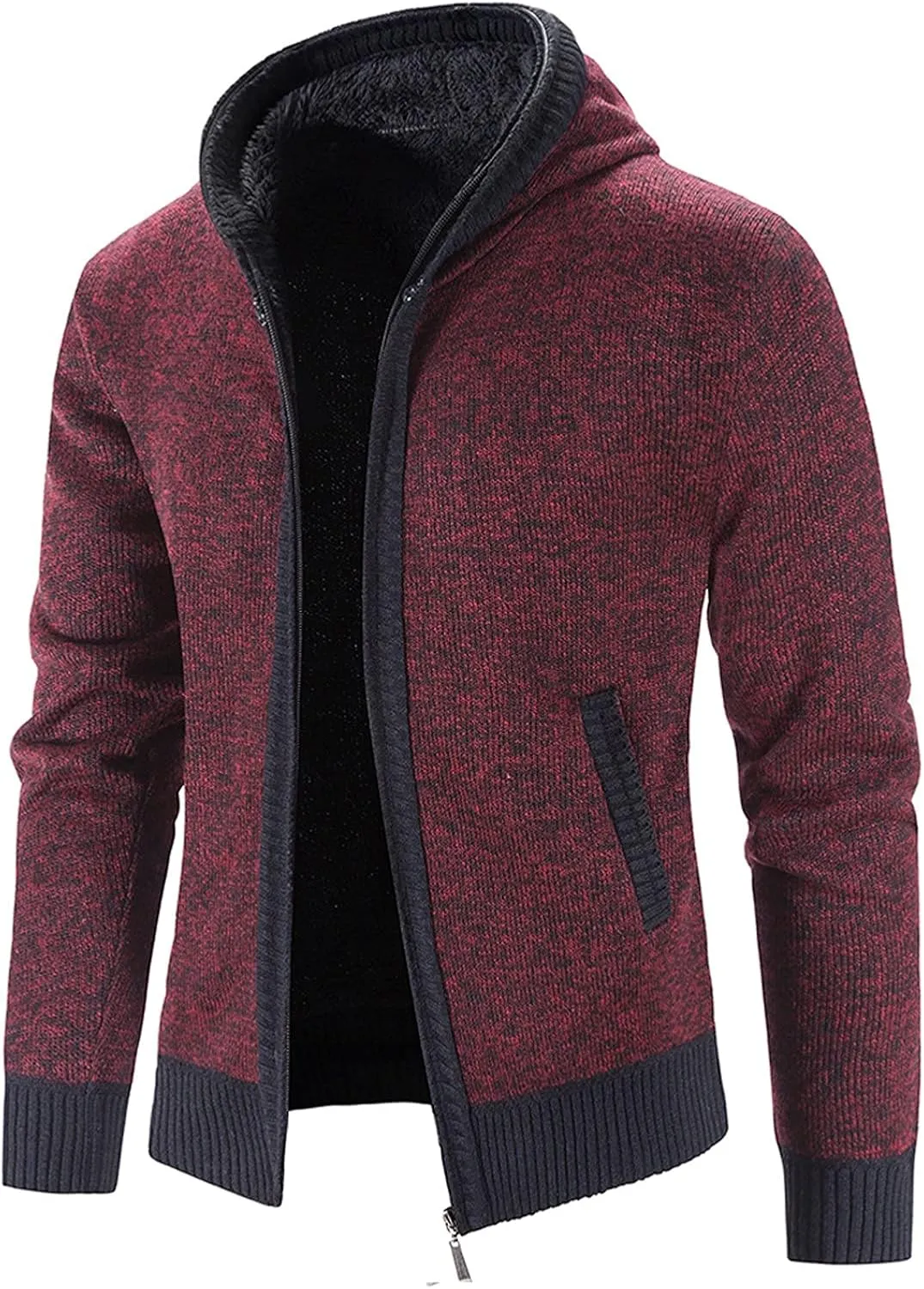 Men'S Flannel Jacket With Hood Zipper Long Sleeve Pocket Warm Cardigan Jacket Fleece Lined Flannel Shirts Plaid