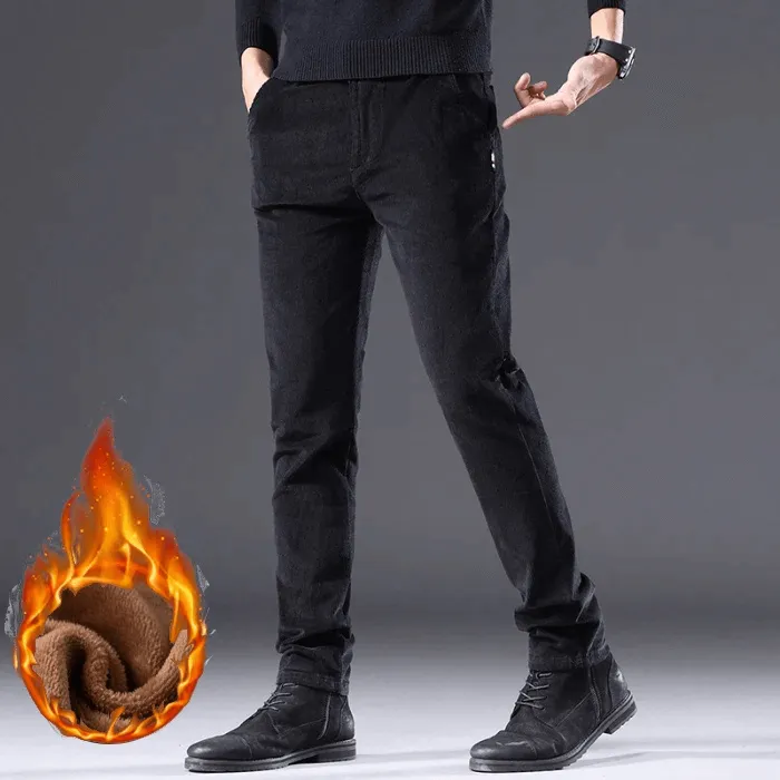 Men's Fleece-Lined Corduroy Pants: Warm Winter Trousers