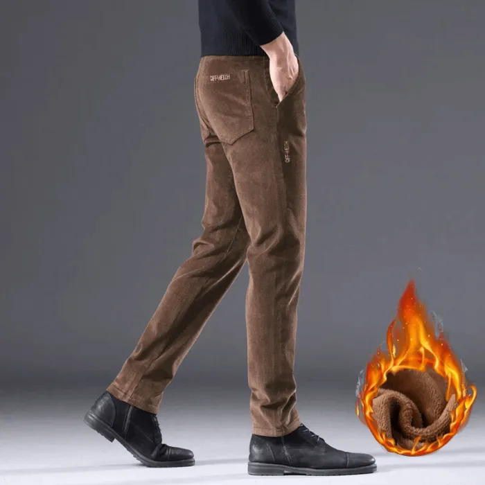 Men's Fleece-Lined Corduroy Pants: Warm Winter Trousers