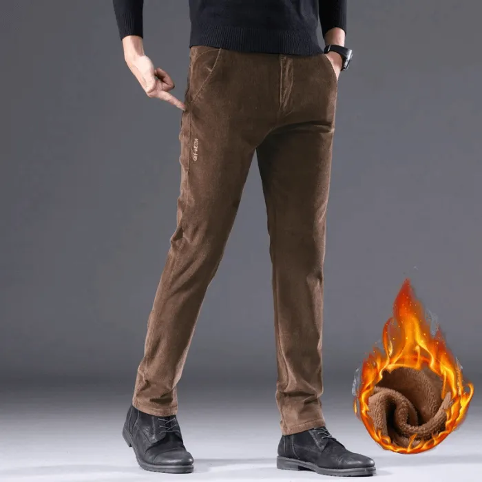 Men's Fleece-Lined Corduroy Pants: Warm Winter Trousers