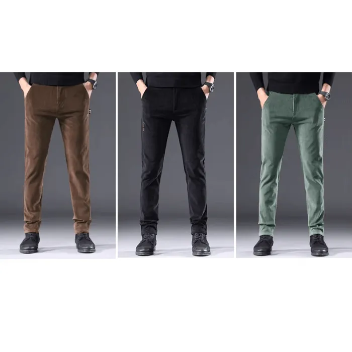 Men's Fleece-Lined Corduroy Pants: Warm Winter Trousers