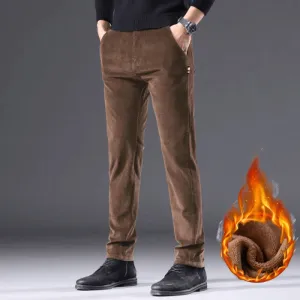Men's Fleece-Lined Corduroy Pants: Warm Winter Trousers