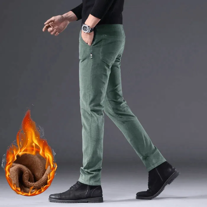 Men's Fleece-Lined Corduroy Pants: Warm Winter Trousers