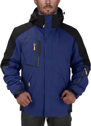 Mens Rain Jacket Waterproof Hooded Hiking Coat Lightweight Windbreaker Shell Rain Coat Long Sleeve Outdoor Raincoat