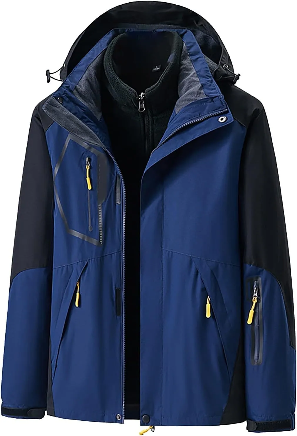Mens Rain Jacket Waterproof Hooded Hiking Coat Lightweight Windbreaker Shell Rain Coat Long Sleeve Outdoor Raincoat