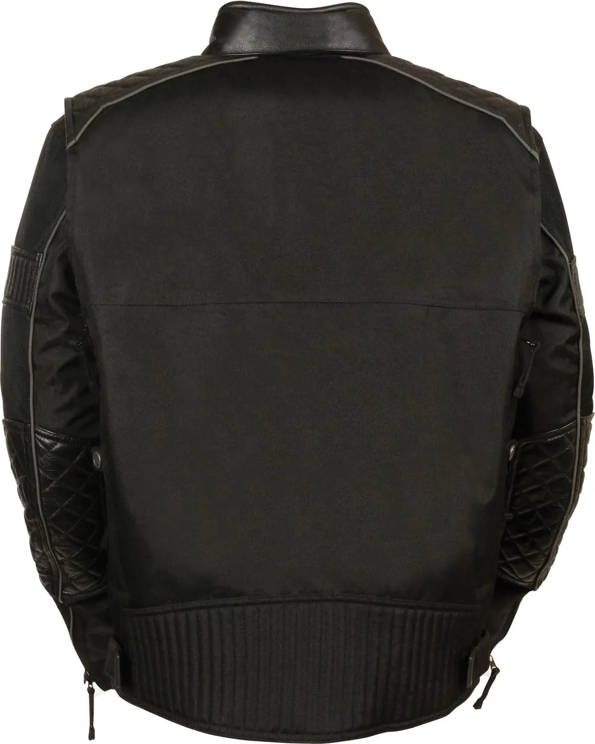Milwaukee Leather MPM1735 Men's Black Textile Scooter Jacket with Leather Trim (Large)
