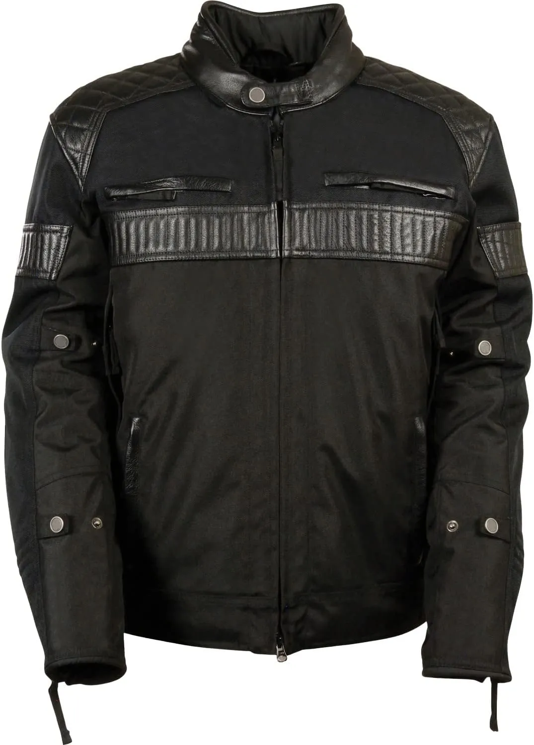 Milwaukee Leather MPM1735 Men's Black Textile Scooter Jacket with Leather Trim (Large)