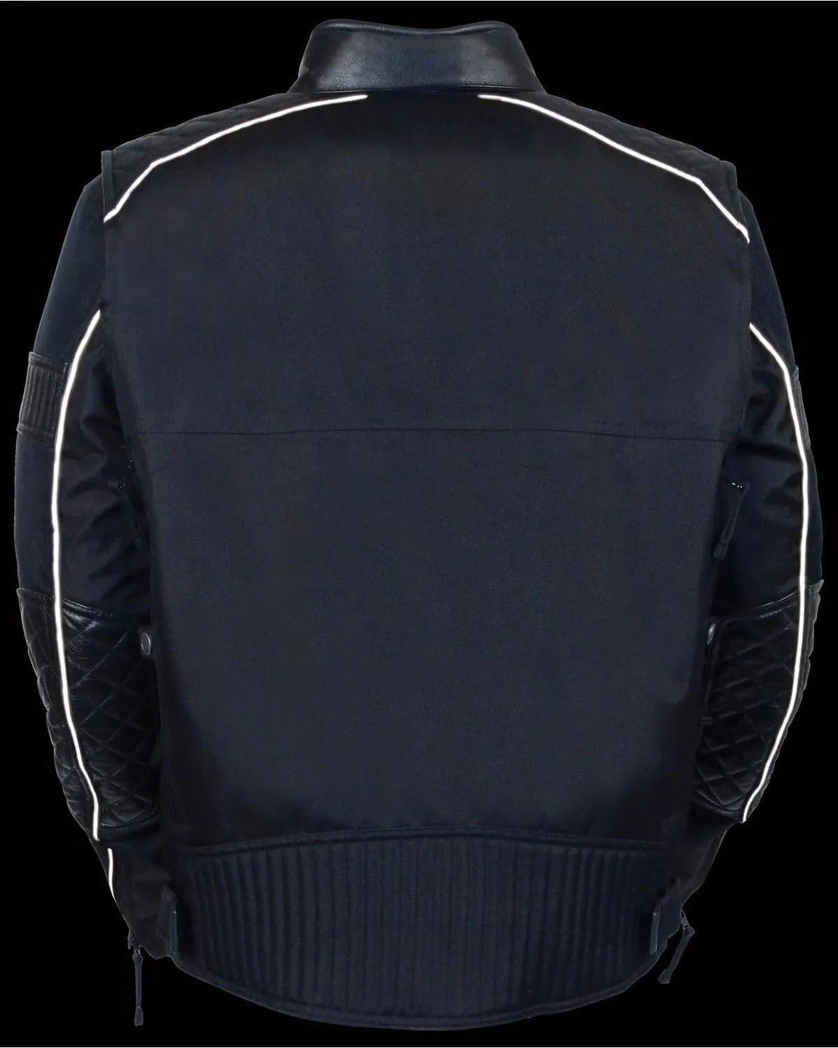 Milwaukee Leather MPM1735 Men's Black Textile Scooter Jacket with Leather Trim (Large)