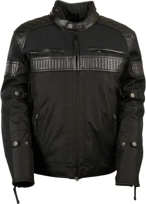 Milwaukee Leather MPM1735 Men's Black Textile Scooter Jacket with Leather Trim (Large)