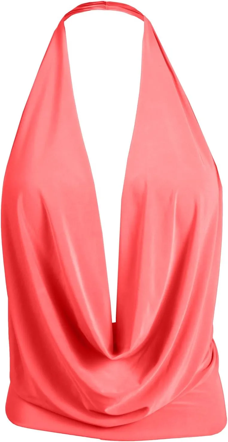 NE PEOPLE Women's Lightweight Low Cut Sexy Halter Neck [Made in USA]