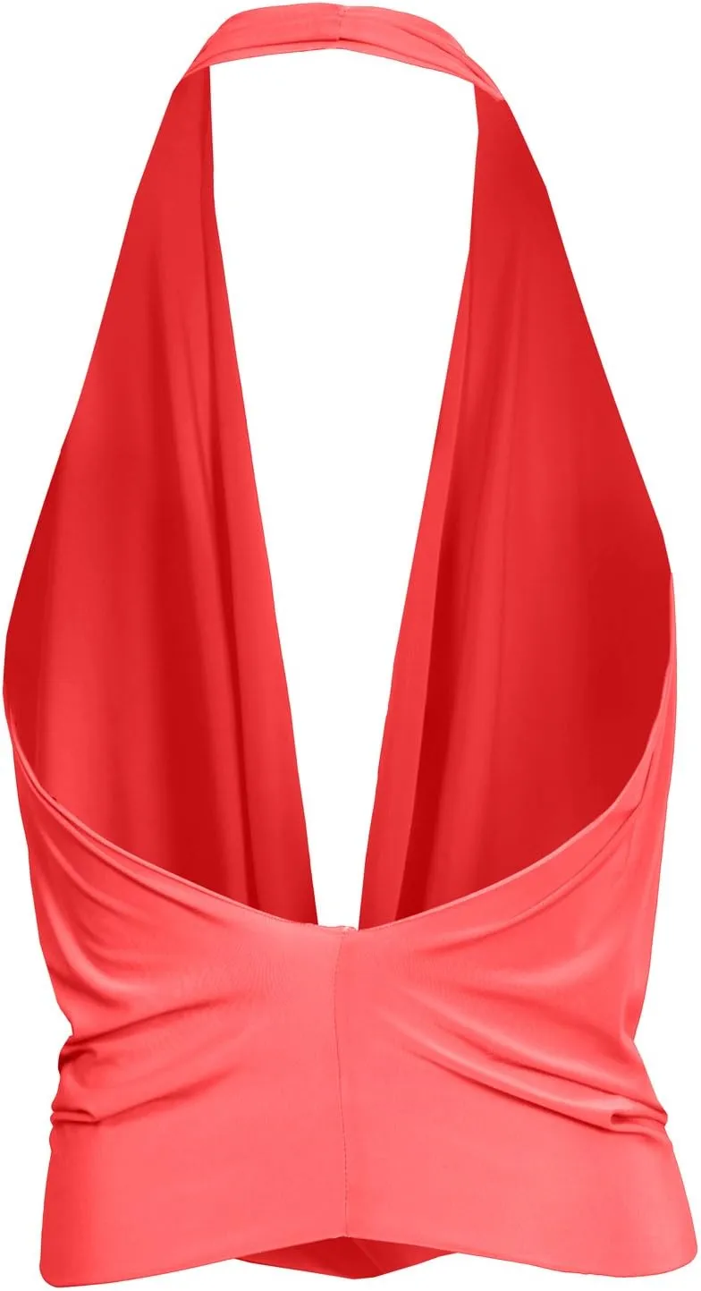 NE PEOPLE Women's Lightweight Low Cut Sexy Halter Neck [Made in USA]