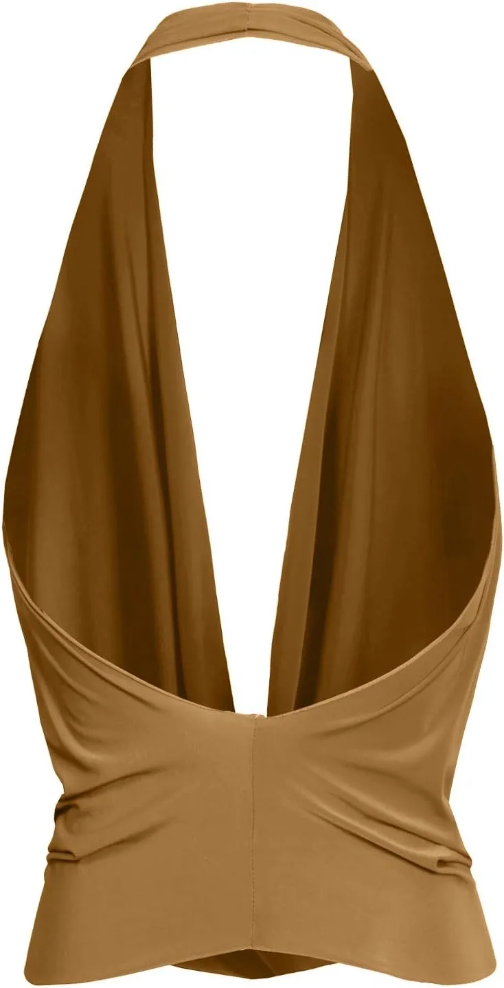 NE PEOPLE Women's Lightweight Low Cut Sexy Halter Neck [Made in USA]