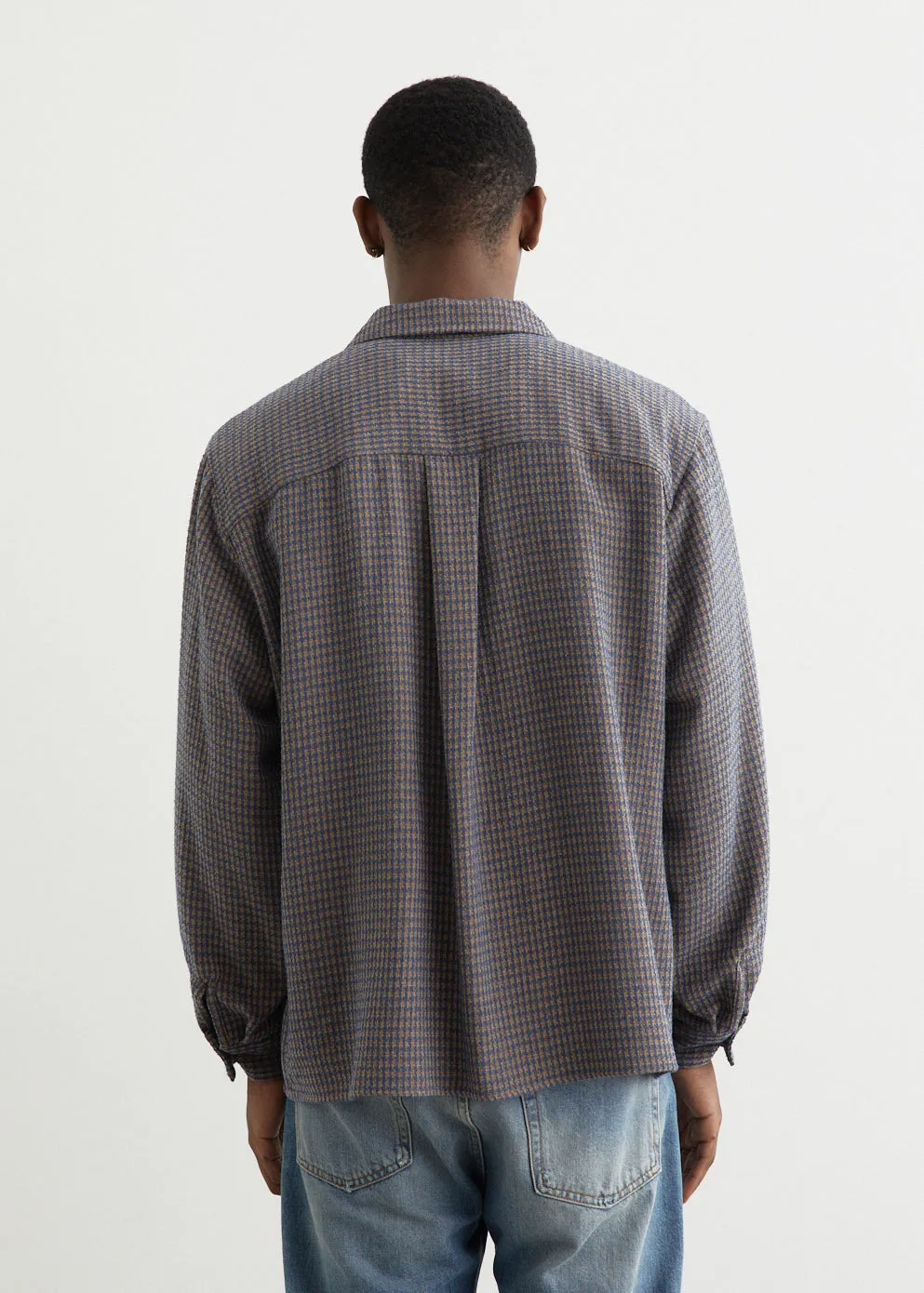 Open Collar Tweed Chidori Shirt