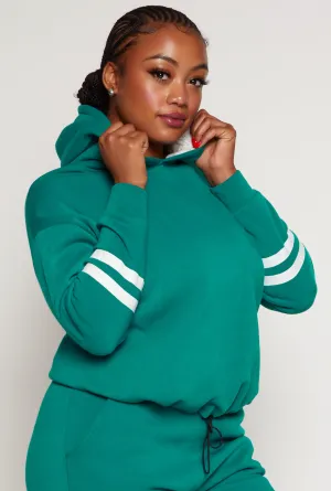 Plus Size Varsity Stripe Detail Pullover Hoodie