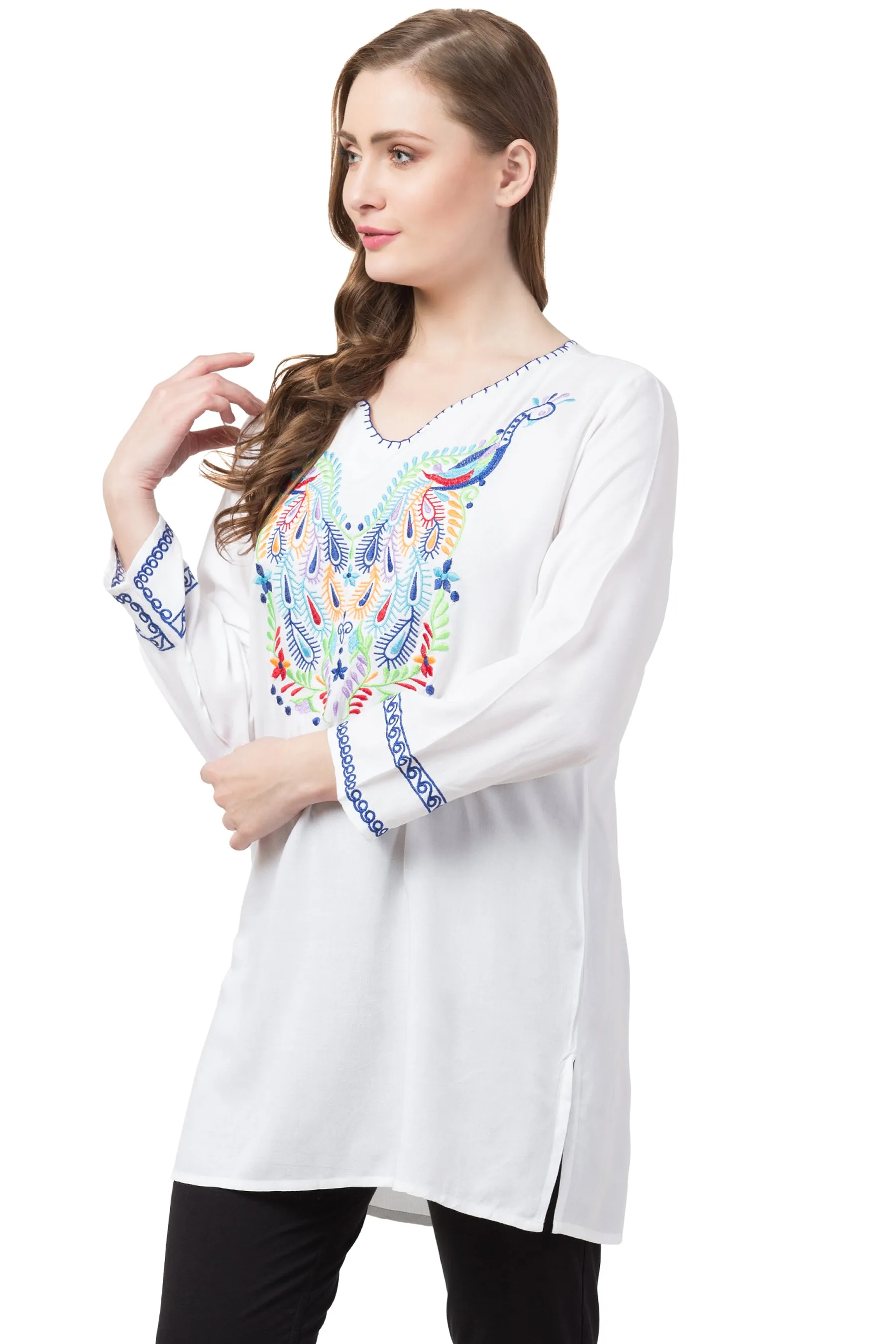 RAJ BLAZE WHITE EMBOIRDERED TOP
