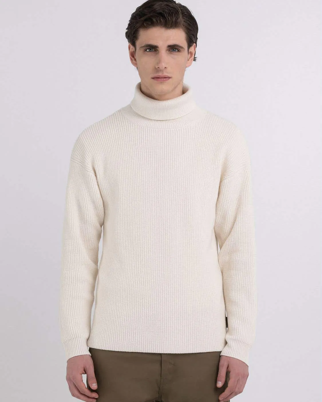 Replay Sartoriale Turtleneck Knitted Sweater - Butter White