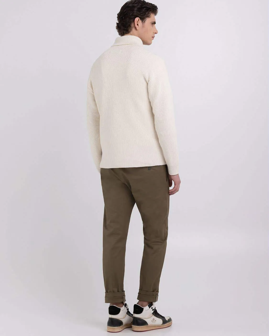 Replay Sartoriale Turtleneck Knitted Sweater - Butter White