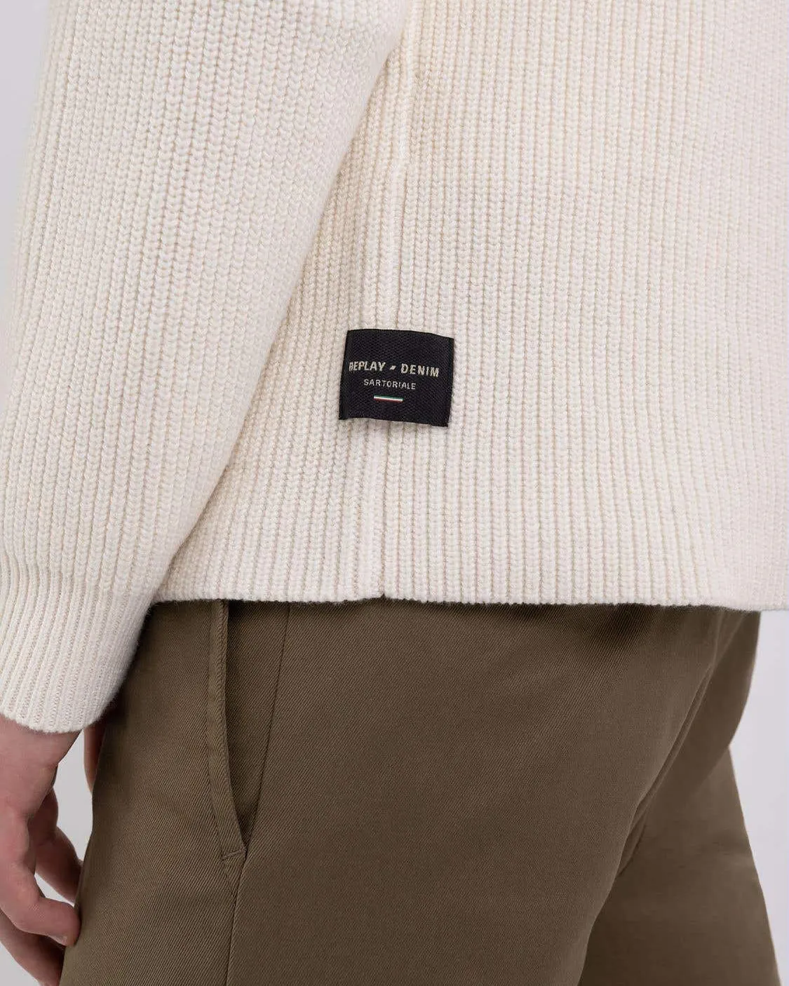 Replay Sartoriale Turtleneck Knitted Sweater - Butter White