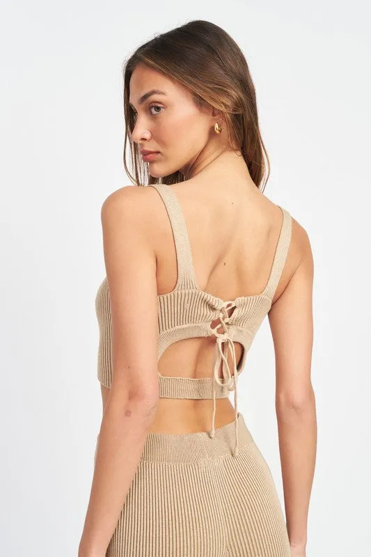 Ribbed Square Neck Top