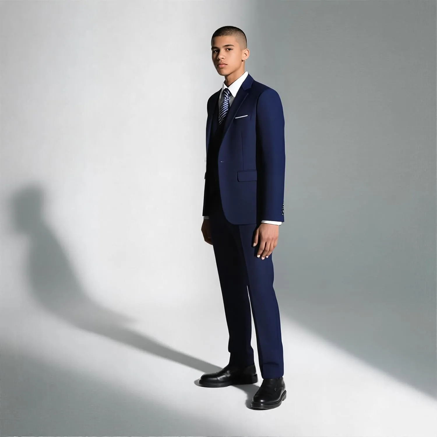 Rogers & Morris Suits for Men Slim fit 3 Piece Solid Essential One Button Suit Set Blazer with Pants and Vest