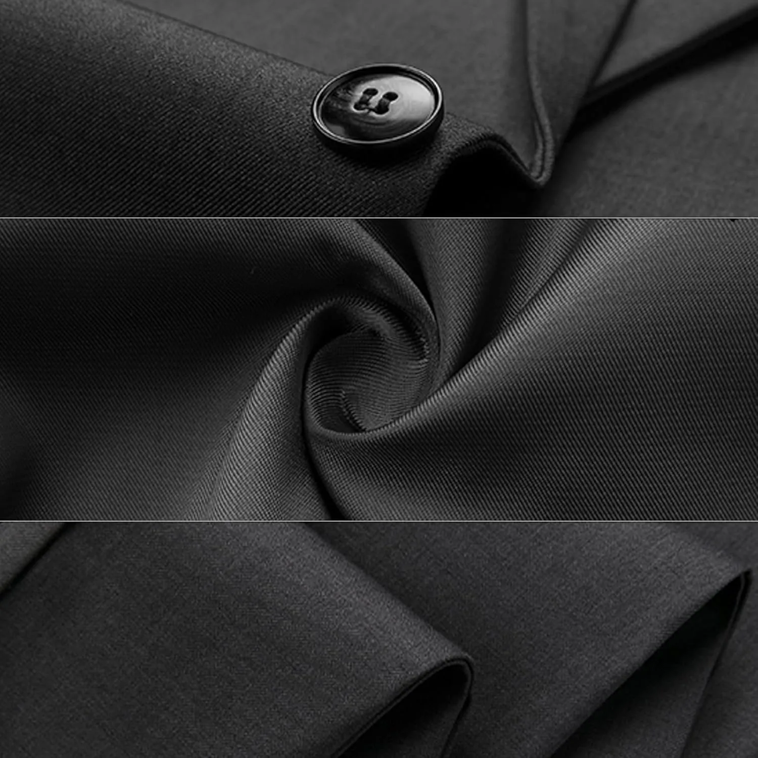 Rogers & Morris Suits for Men Slim fit 3 Piece Solid Essential One Button Suit Set Blazer with Pants and Vest