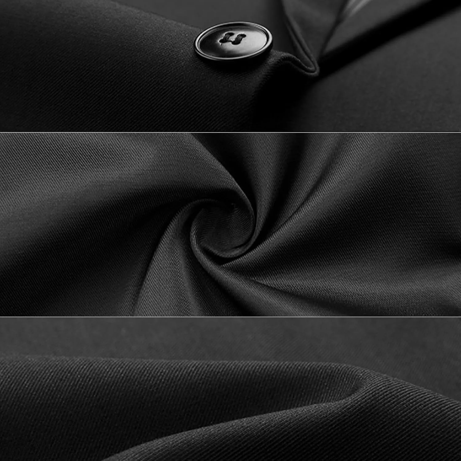 Rogers & Morris Suits for Men Slim fit 3 Piece Solid Essential One Button Suit Set Blazer with Pants and Vest