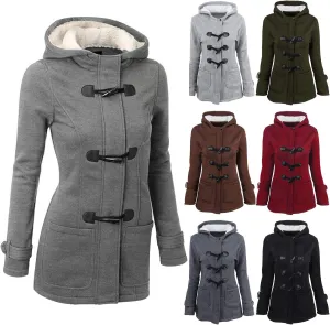 SHAOBGE Womens Winter Coats with Hood Warm Sherpa Lined Parkas Thickened Thermal Jacket Button Zipper Windproof Outerwear