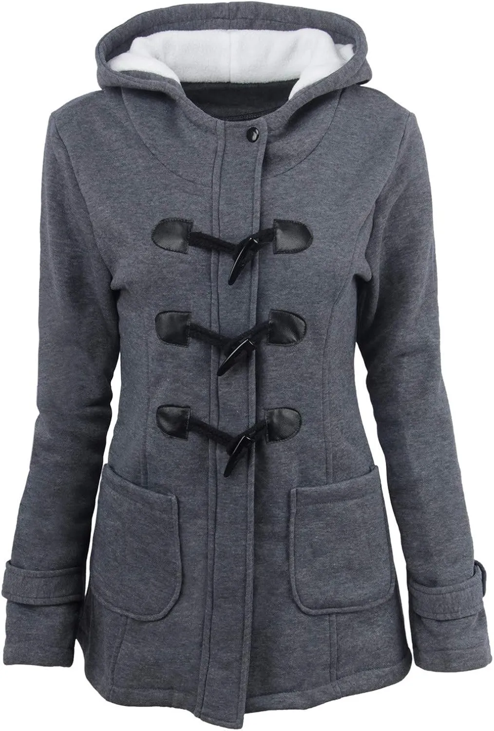 SHAOBGE Womens Winter Coats with Hood Warm Sherpa Lined Parkas Thickened Thermal Jacket Button Zipper Windproof Outerwear