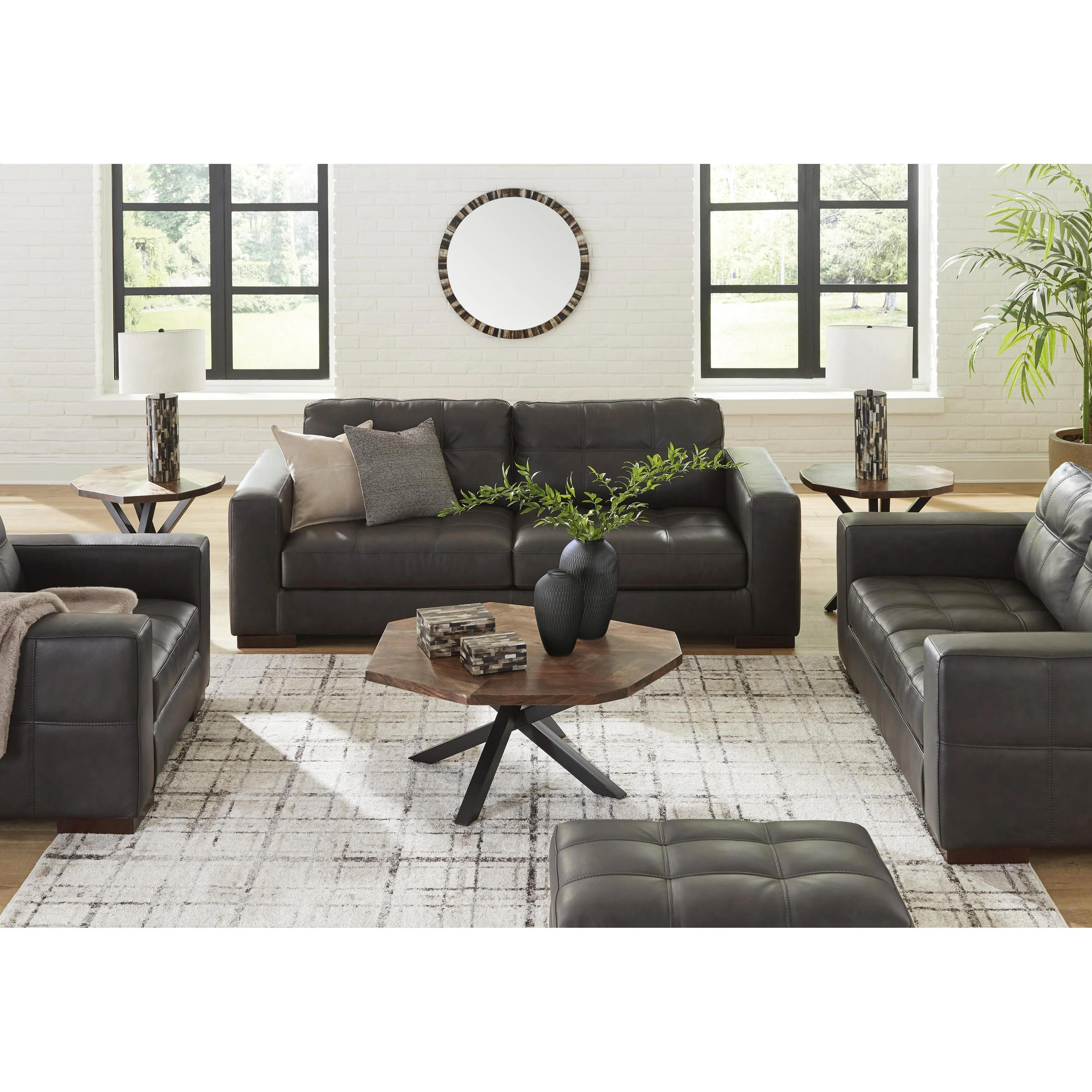 Signature Design by Ashley Luigi Stationary Leather Match Loveseat 5650635
