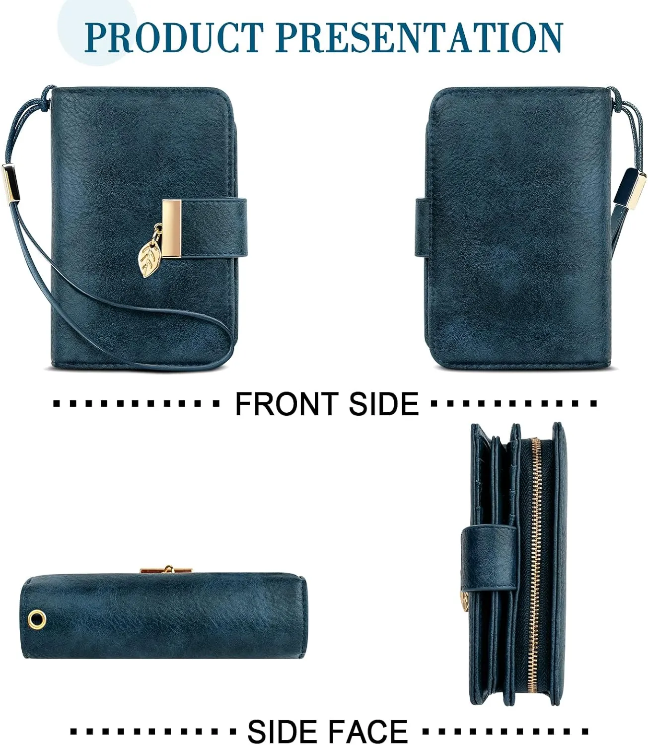 Small RFID Blocking Wallet for Women Leather Compact Bifold Wallet 18 Card Slots Ladies Wallets with Coin Pocket