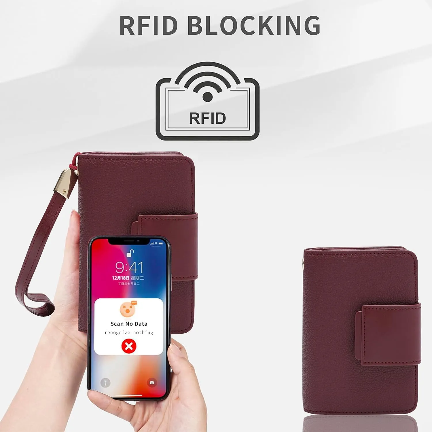 Small Wallet for Women Rfid Blocking Leather Bifold Compact Wallet Credit Card Holder Ladies Wristlet Wallet Mini Purse with Big Zipper Pocket