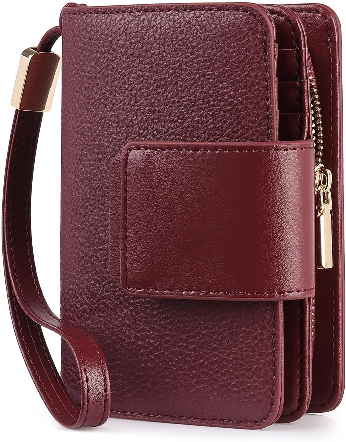 Small Wallet for Women Rfid Blocking Leather Bifold Compact Wallet Credit Card Holder Ladies Wristlet Wallet Mini Purse with Big Zipper Pocket