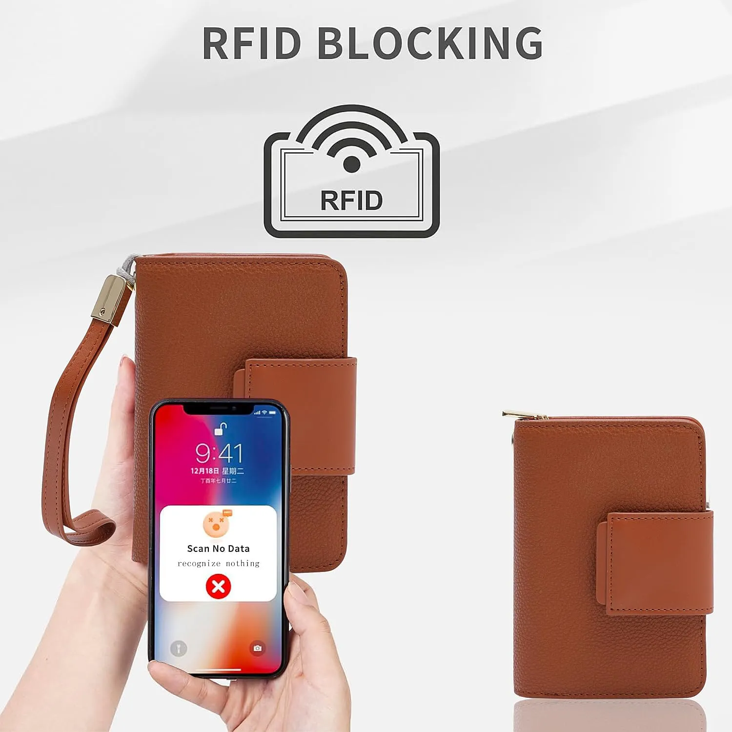 Small Wallet for Women Rfid Blocking Leather Bifold Compact Wallet Credit Card Holder Ladies Wristlet Wallet Mini Purse with Big Zipper Pocket