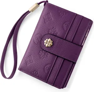 Small Wallet for Women RFID Blocking Leather Trifold Compact Card Wallets Ladies Wristlet Purse with Zipper Coin Pocket ID Window