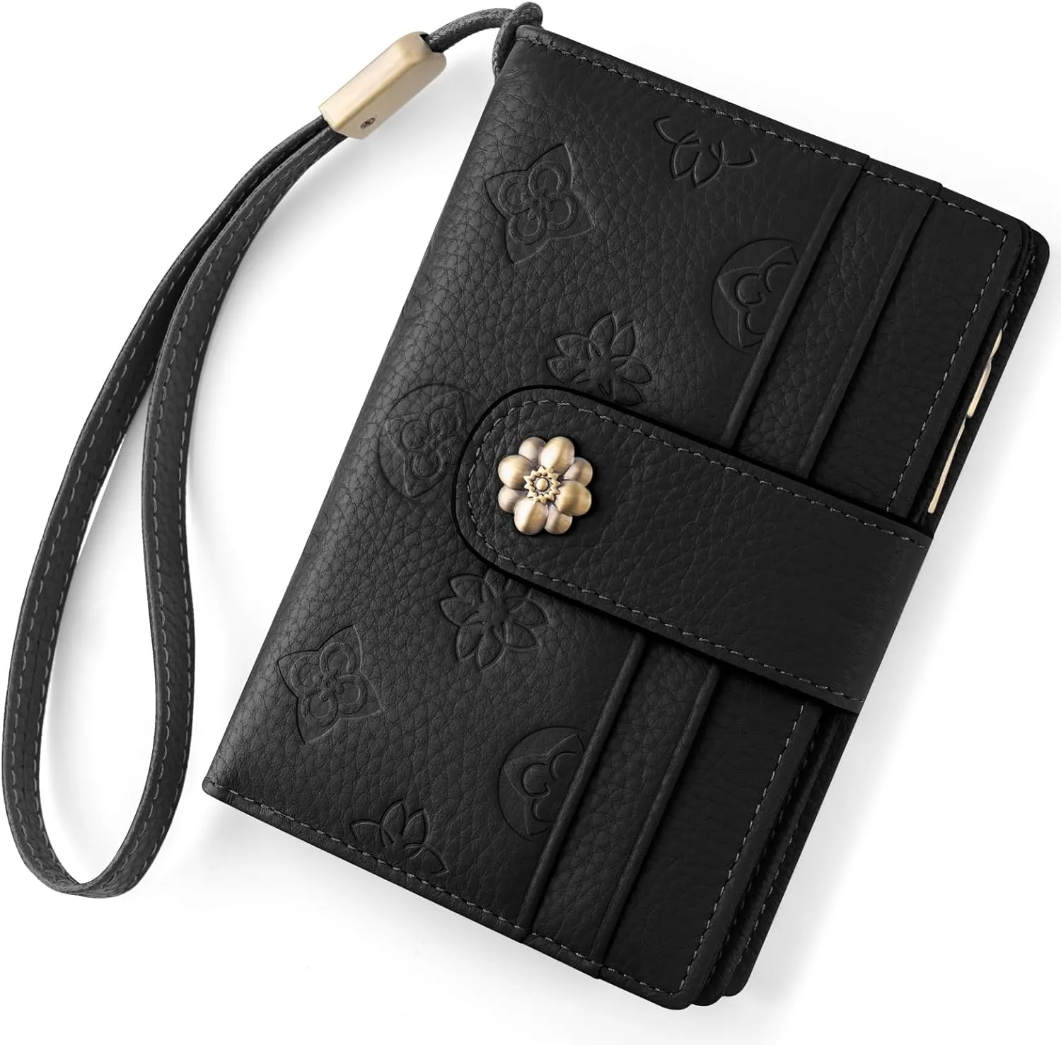 Small Wallet for Women RFID Blocking Leather Trifold Compact Card Wallets Ladies Wristlet Purse with Zipper Coin Pocket ID Window
