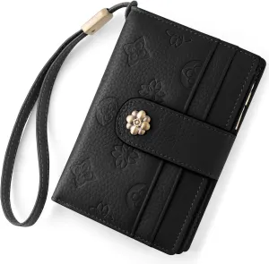 Small Wallet for Women RFID Blocking Leather Trifold Compact Card Wallets Ladies Wristlet Purse with Zipper Coin Pocket ID Window