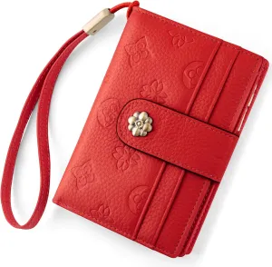 Small Wallet for Women RFID Blocking Leather Trifold Compact Card Wallets Ladies Wristlet Purse with Zipper Coin Pocket ID Window